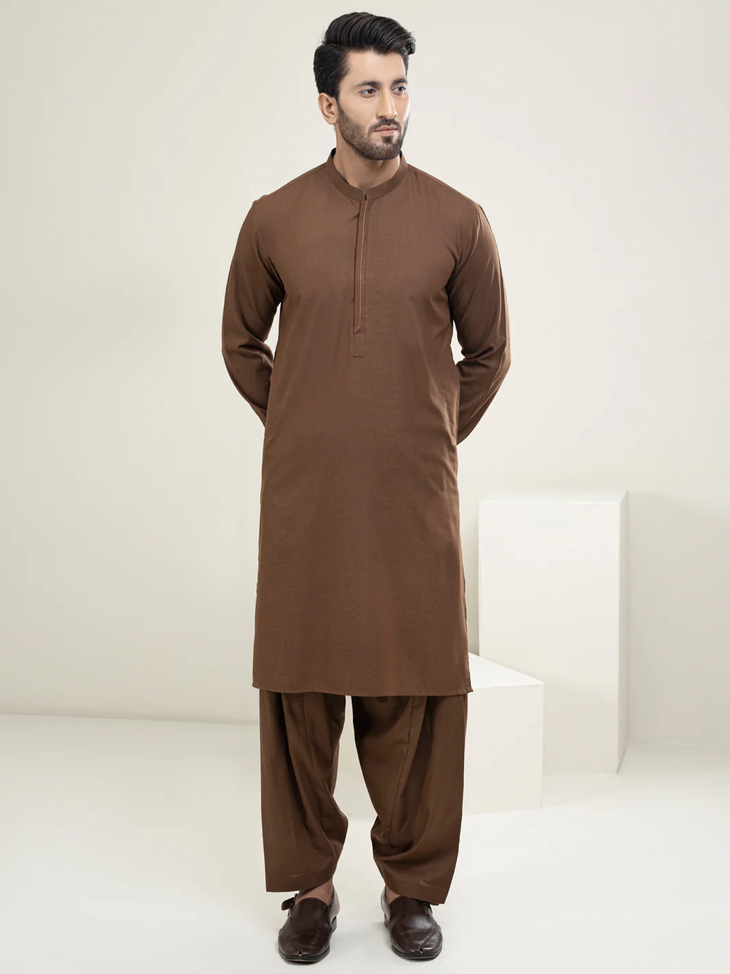 Brown Kameez Shalwar - AL-KS-2977