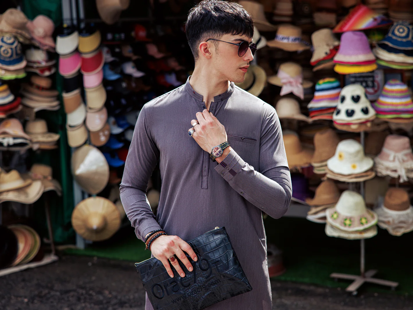 Ash Grey Blended Kameez Shalwar - AL-KS-2992 - Image 3