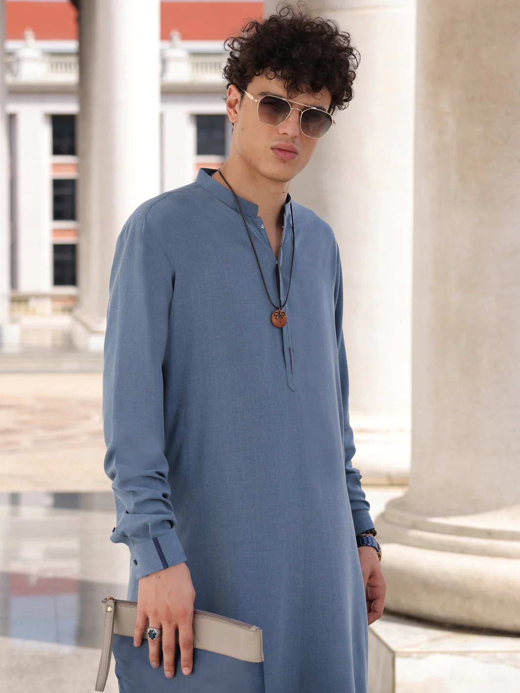 Blue Blended Kameez Shalwar - AL-KS-2997 - Image 3