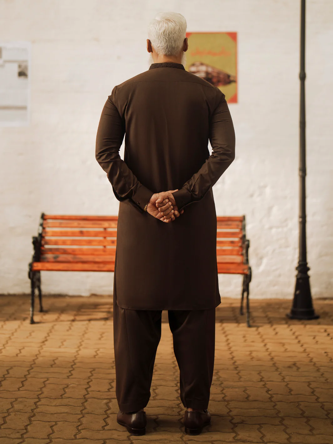 Dark Brown Blended Kameez Shalwar - AL-KS-3044 - Image 4