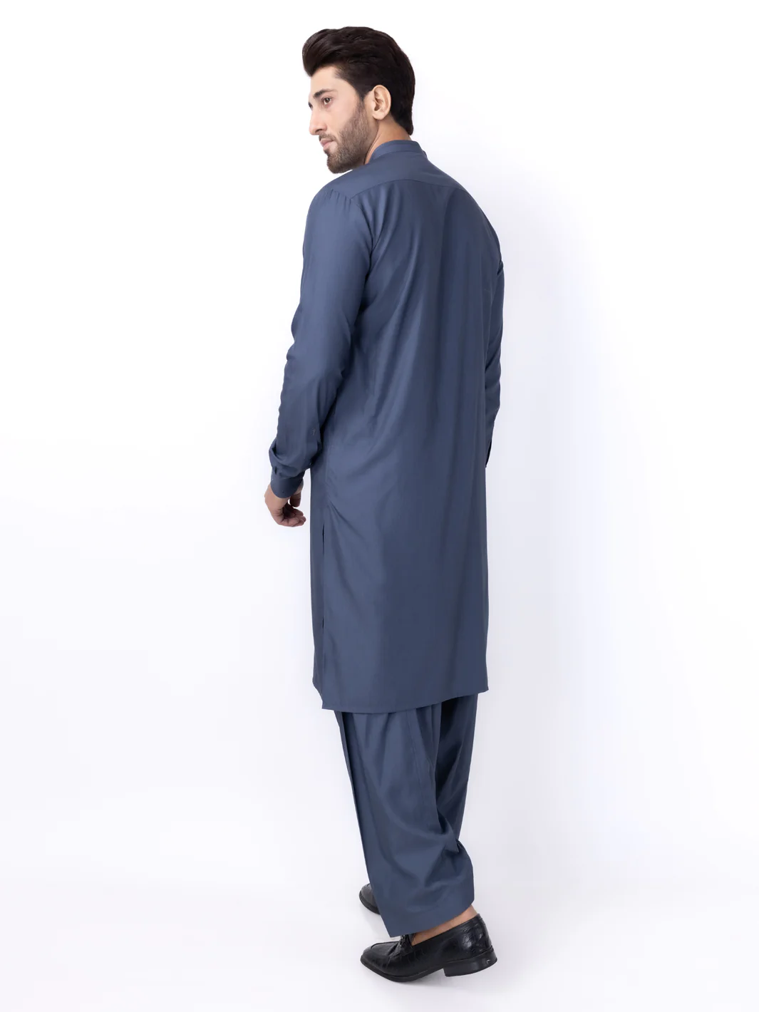 Grey Blended Kameez Shalwar - AL-KS-3047 - Image 2