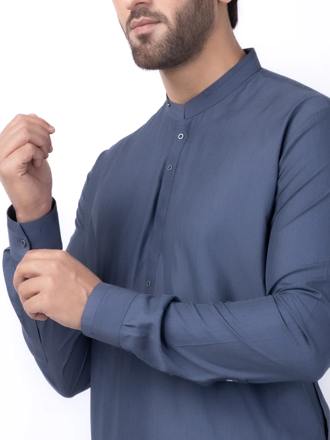 Grey Blended Kameez Shalwar - AL-KS-3047 - Image 3