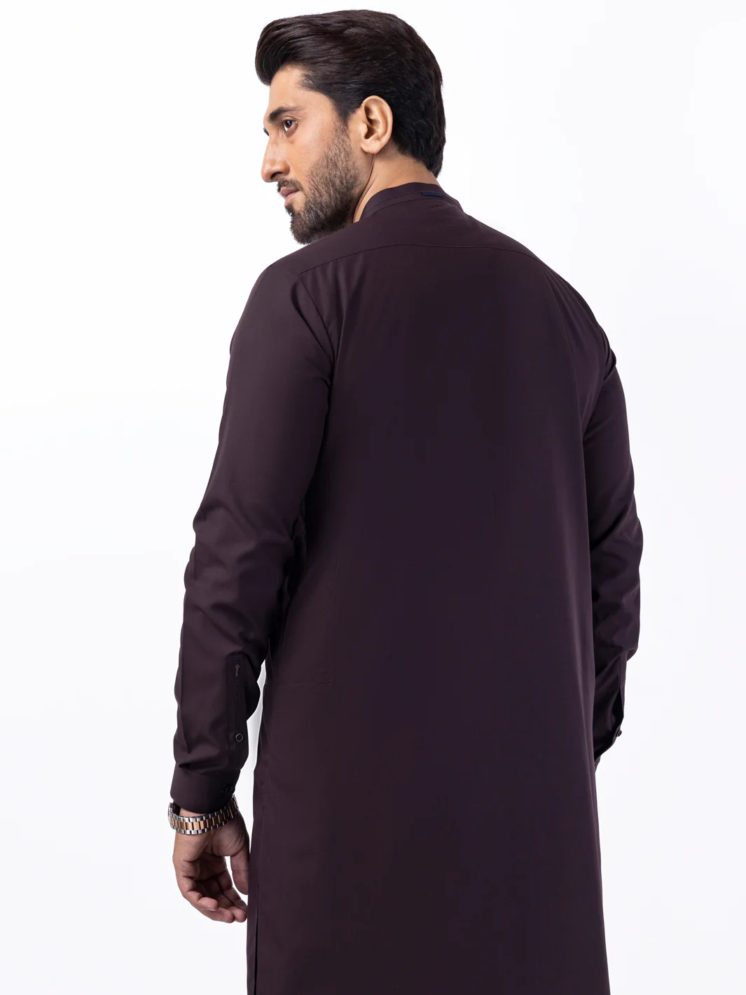Dark Brown Blended Kameez Shalwar - AL-KS-3056 - Image 3