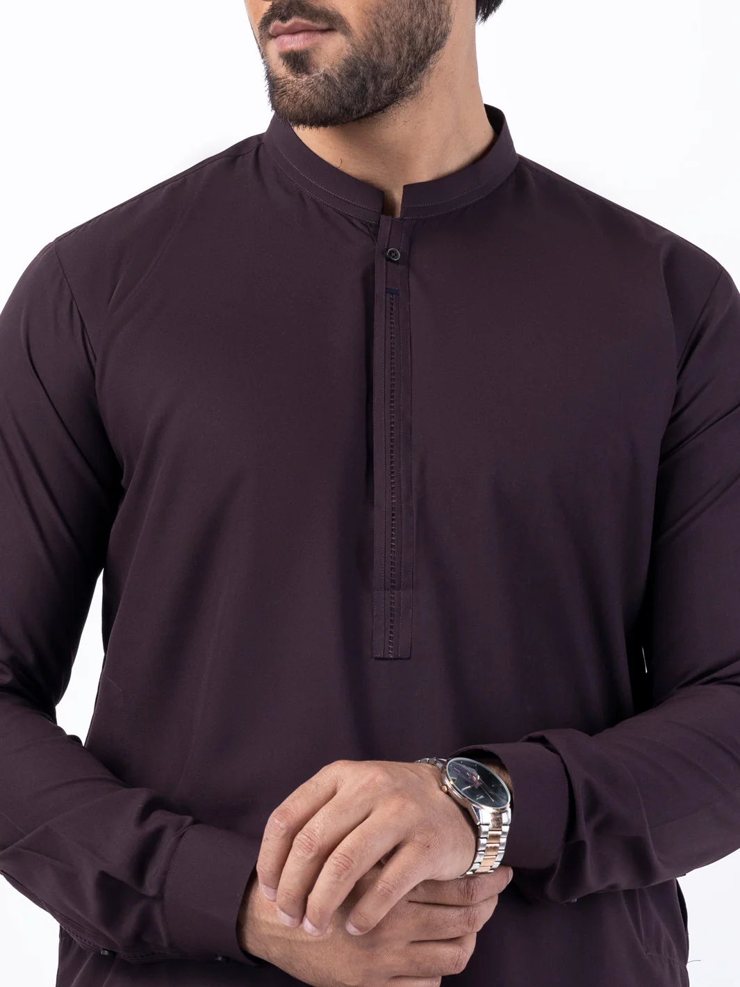 Dark Brown Blended Kameez Shalwar - AL-KS-3056 - Image 4