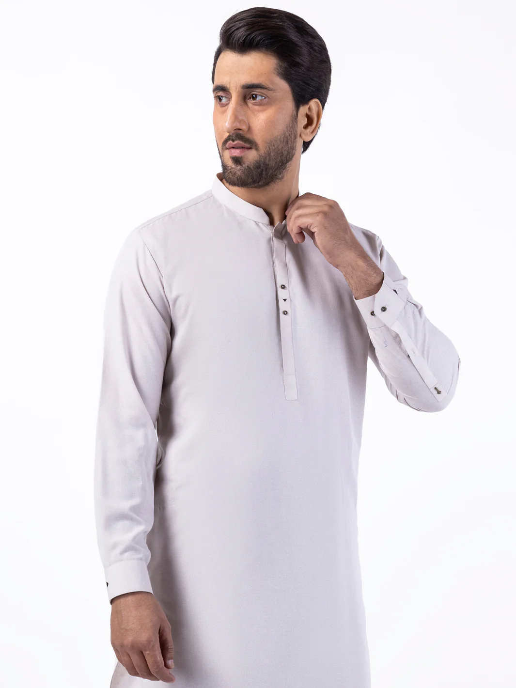 Light Beige Blended Kameez Shalwar - AL-KS-3061 - Image 2