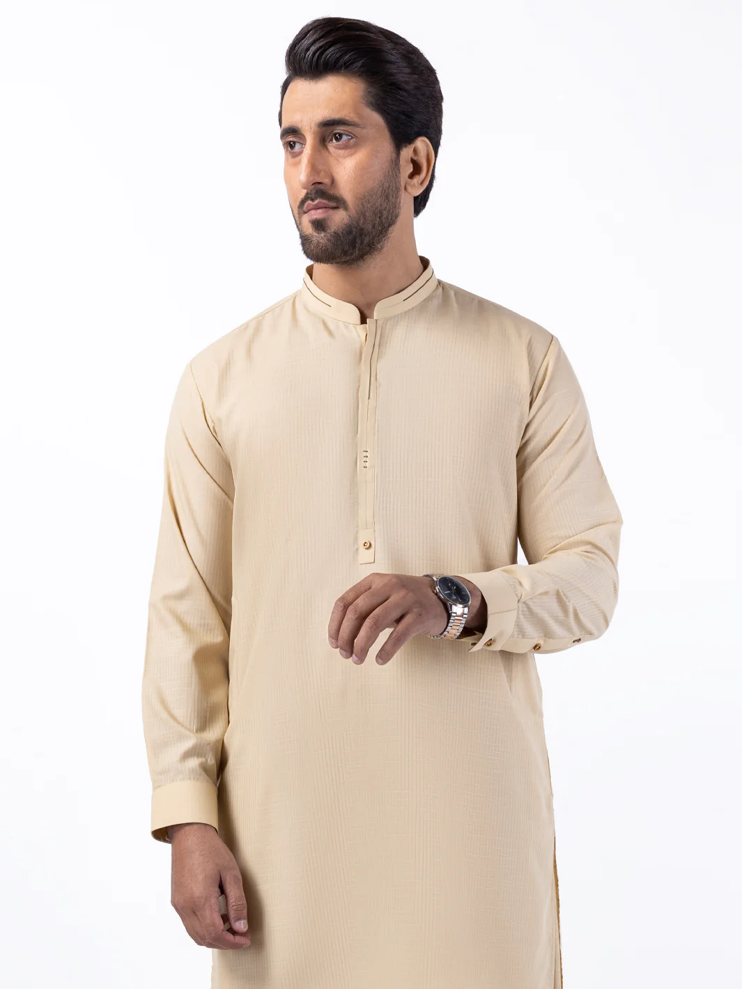 Beige Blended Kameez Shalwar - AL-KS-3064B - Image 2