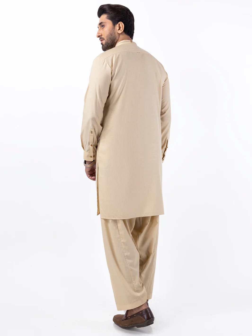 Beige Blended Kameez Shalwar - AL-KS-3064B - Image 3