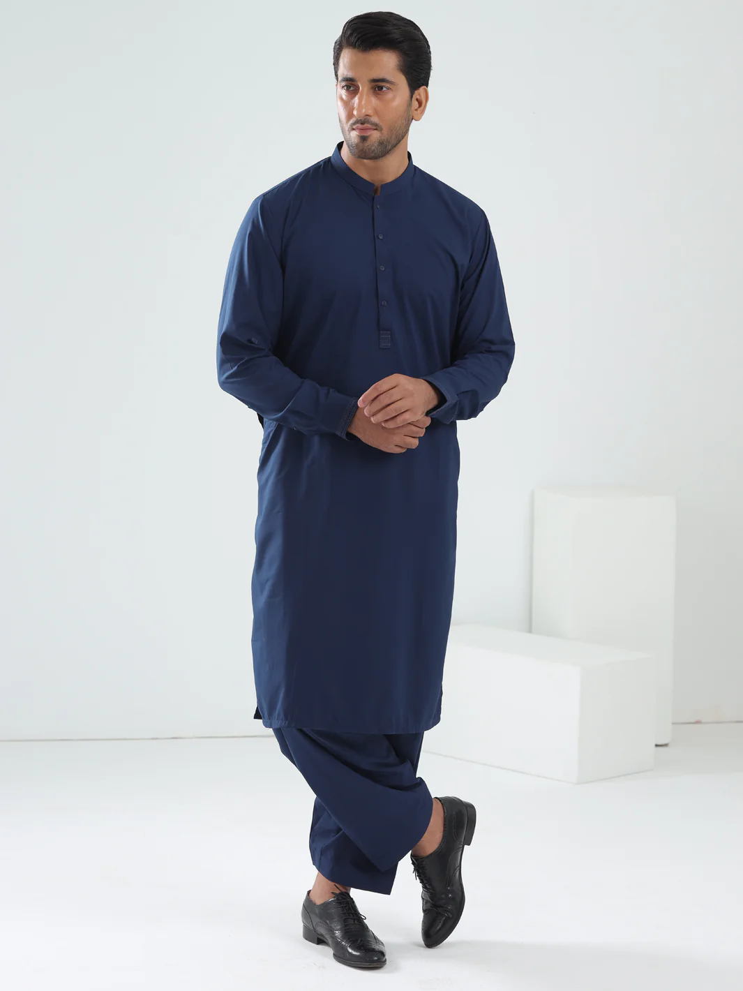 Blue Blended Kameez Shalwar - AL-KS-3075B