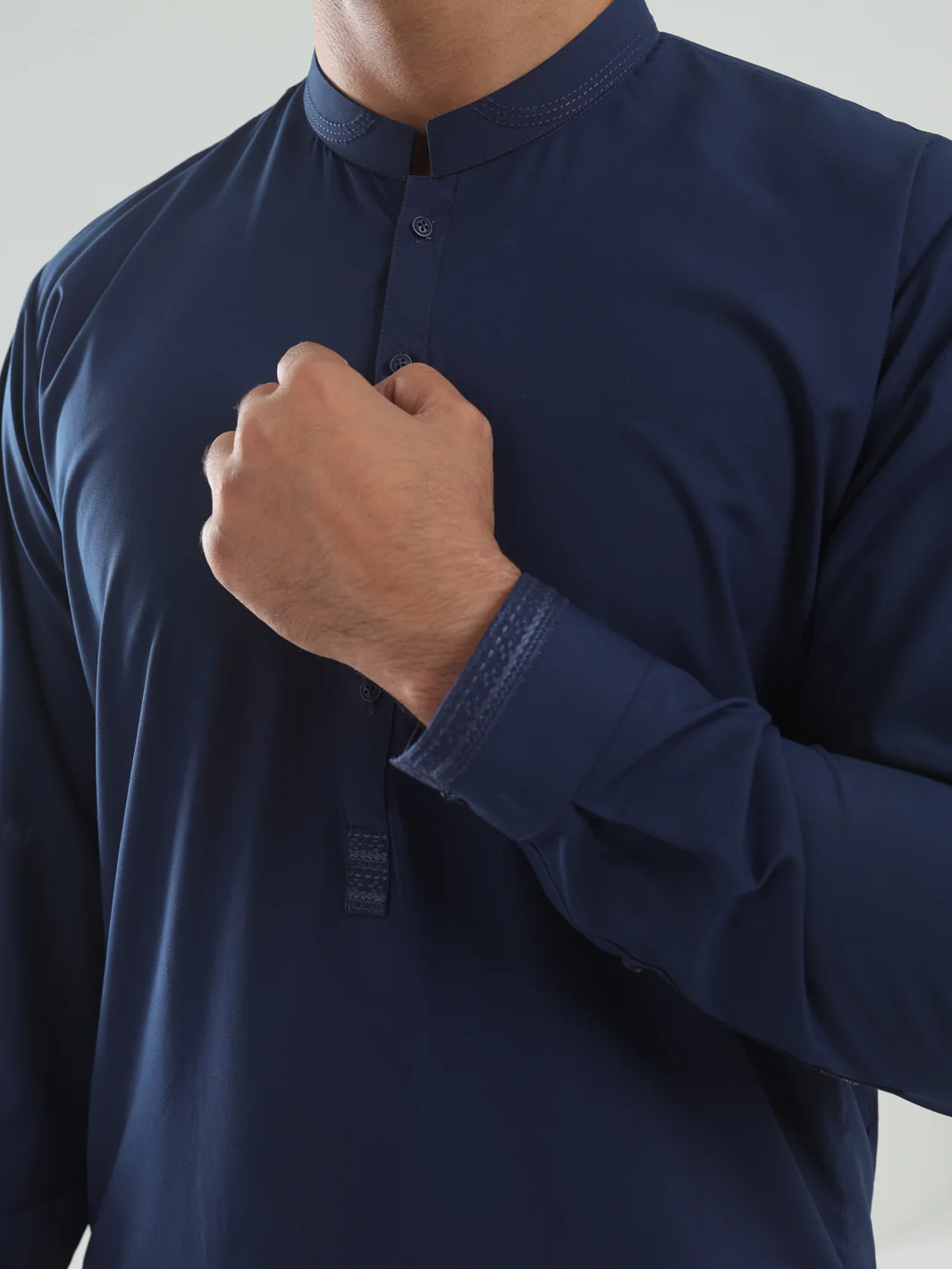 Blue Blended Kameez Shalwar - AL-KS-3075B - Image 2