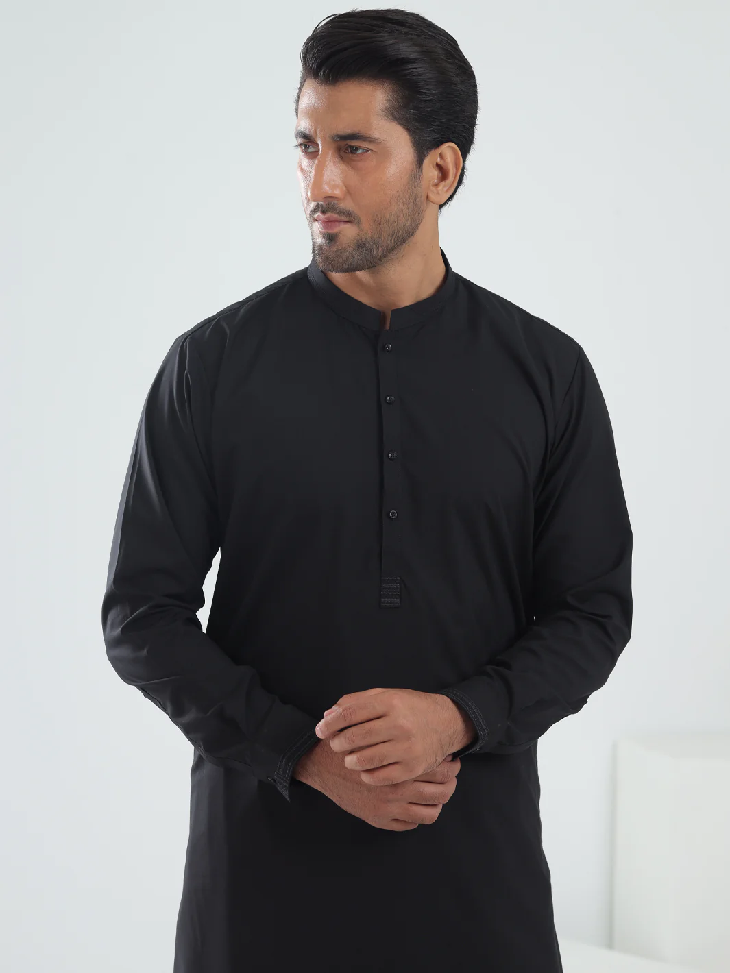 Black Blended Kameez Shalwar - AL-KS-3075C - Image 3