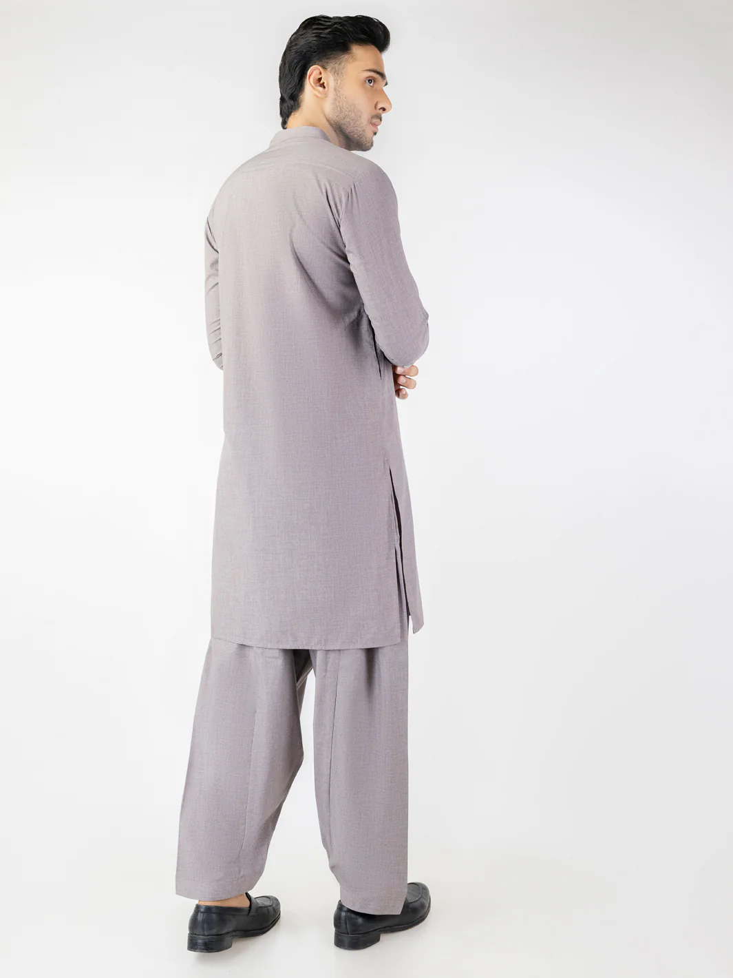 Light Brown Blended Kameez Shalwar - AL-KS-3095 - Image 2