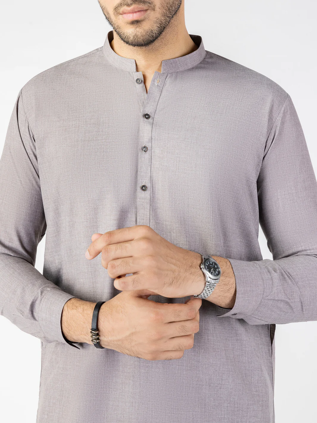 Light Brown Blended Kameez Shalwar - AL-KS-3095 - Image 3