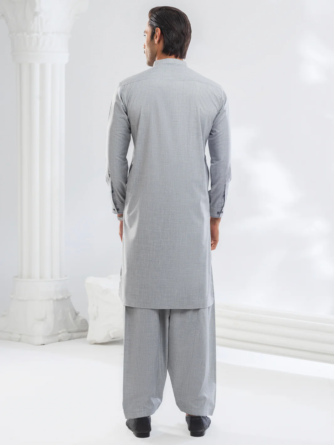 Grey Blended Kameez Shalwar - AL-KS-3104 - Image 4