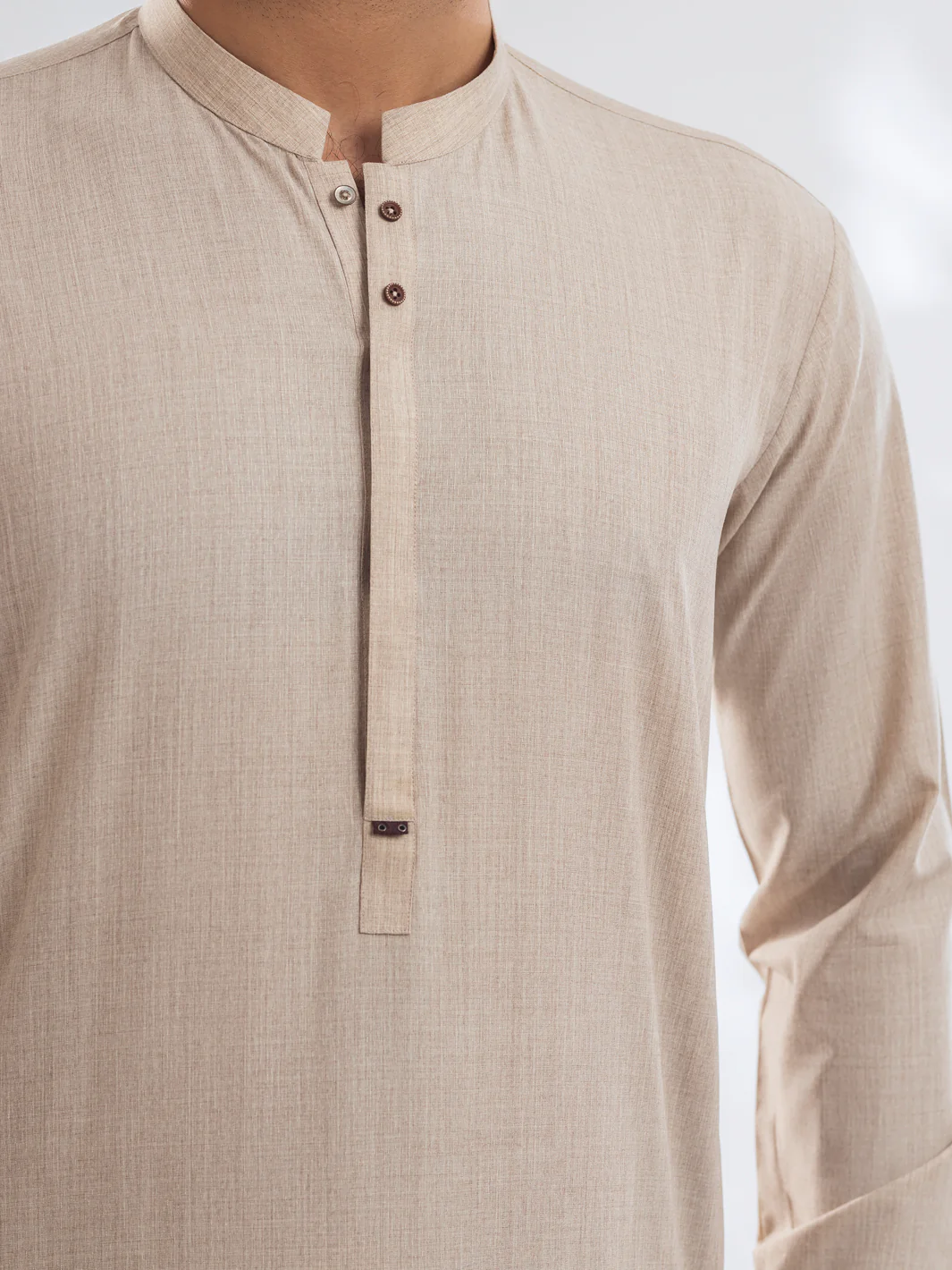 Beige Blended Kameez Shalwar - AL-KS-3109 - Image 4