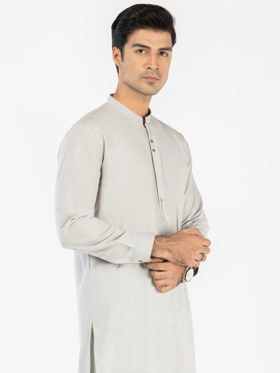 Ash Grey Blended Kameez Shalwar - AL-KS-3116 - Image 2