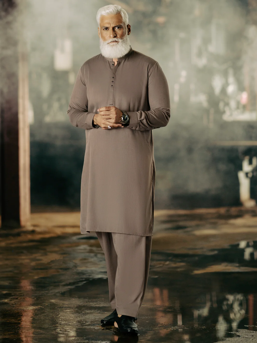 Brown Blended Kameez Shalwar - AL-KS-3119 - Image 4