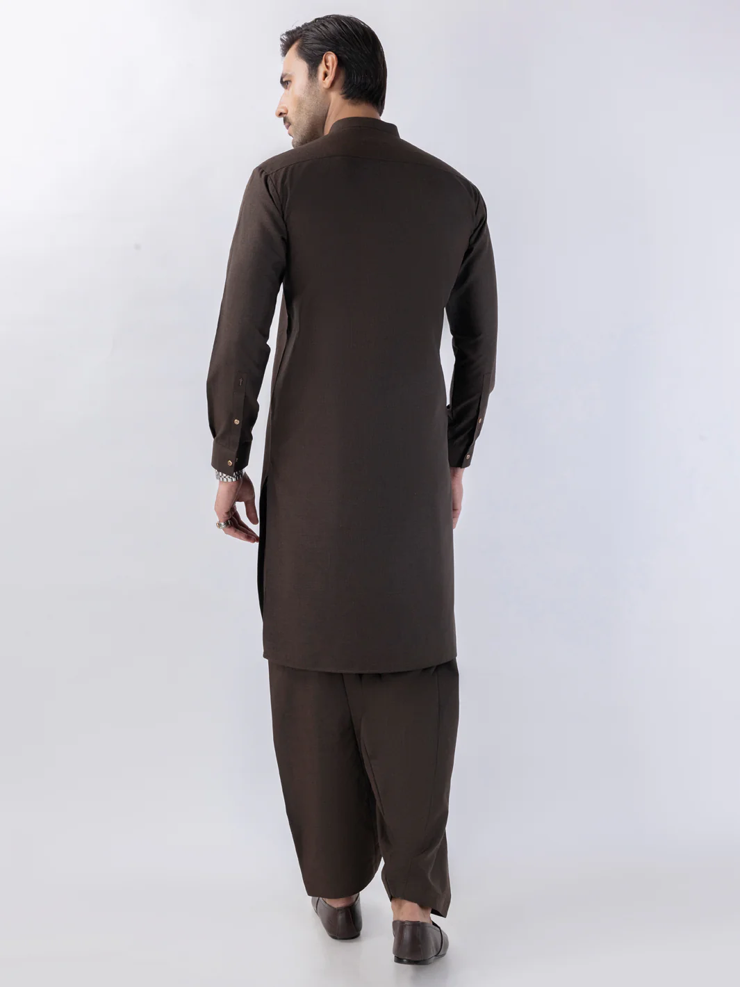 Brown Blended Kameez Shalwar - AL-KS-3123 - Image 3