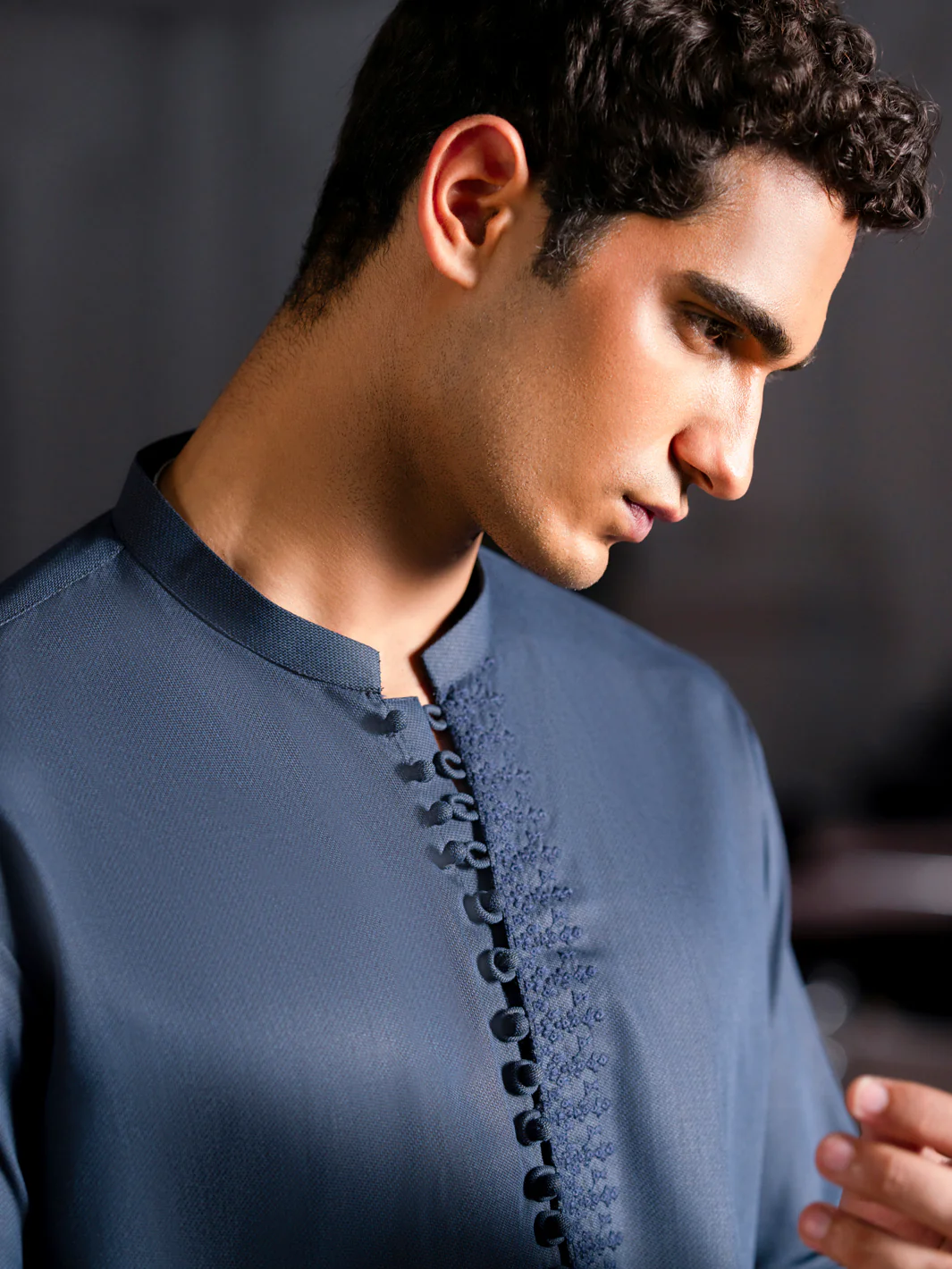 Blue Blended Kameez Shalwar - AL-KS-3128 - Image 3