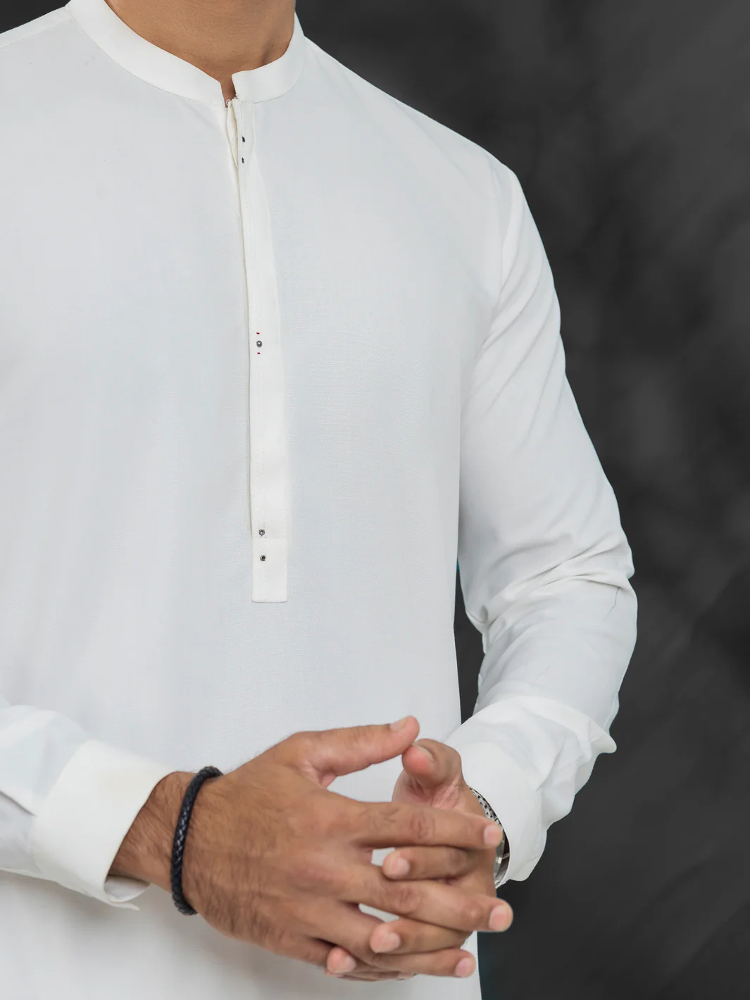 White Blended Kameez Shalwar - AL-KS-3131 - Image 2