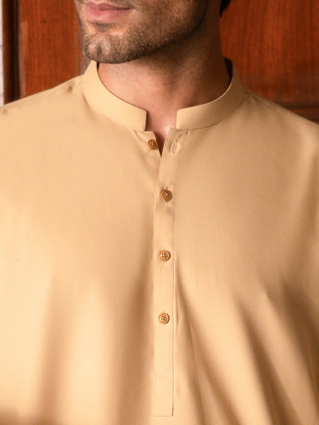 Beige Blended Kameez Shalwar - AL-KS-3132 - Image 4