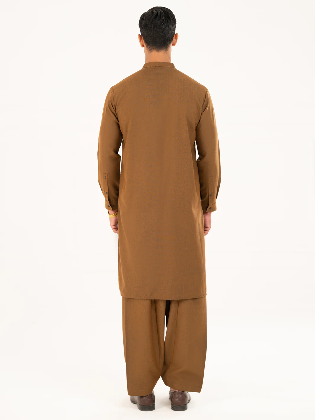 Brown Semi-Formal Kameez Shalwar - AL-KS-3161B - Image 5