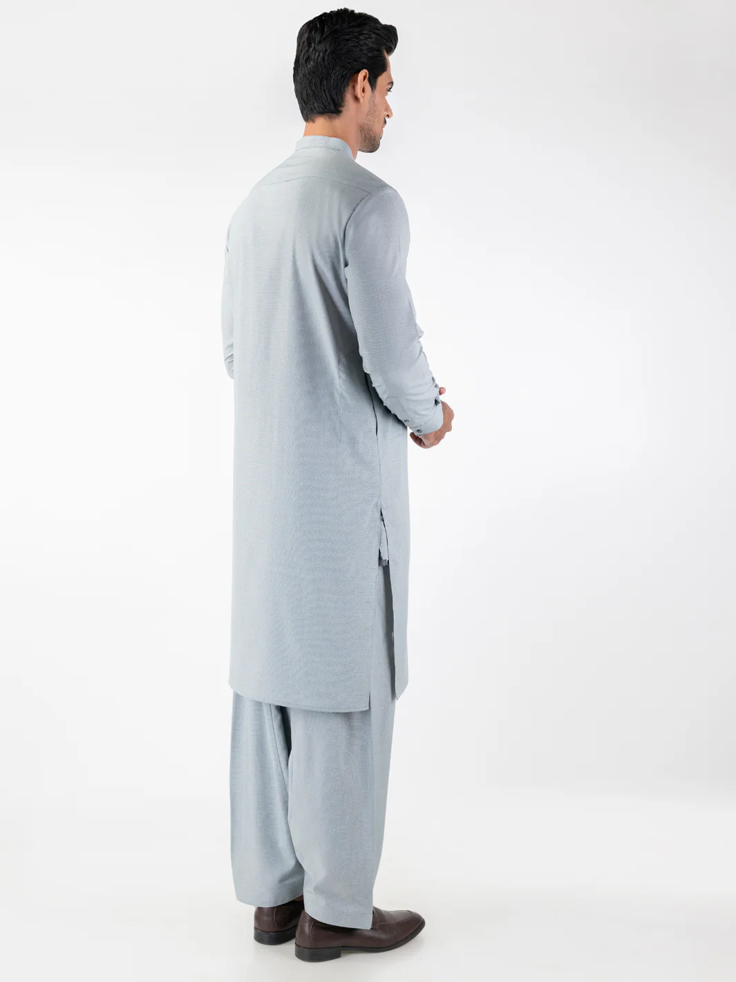 Light Grey Blended Kameez Shalwar - AL-KS-3164 - Image 2