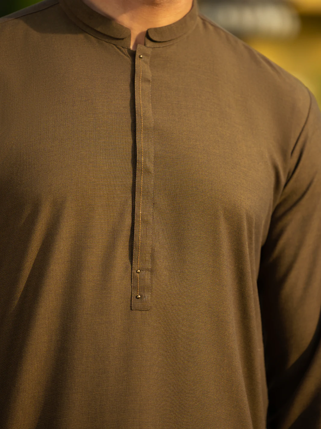 Olive Green Blended Kameez Shalwar - AL-KS-3165A - Image 3