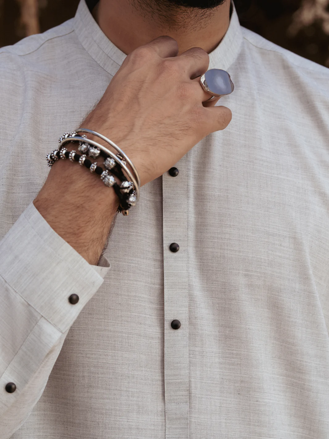 Ash Grey Blended Kameez Shalwar - AL-KS-3168 - Image 4