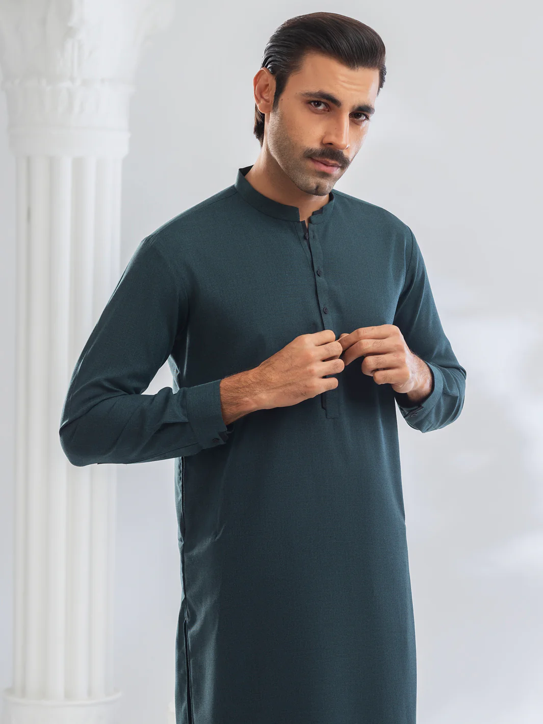 Green Blended Kameez Shalwar - AL-KS-3173 - Image 3