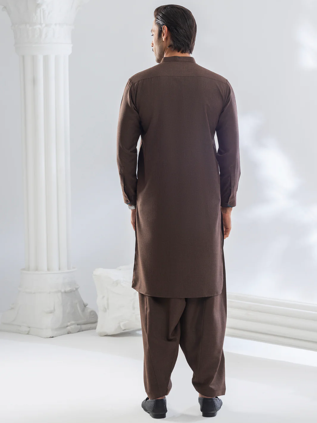 Brown Blended Kameez Shalwar - AL-KS-3174A - Image 2
