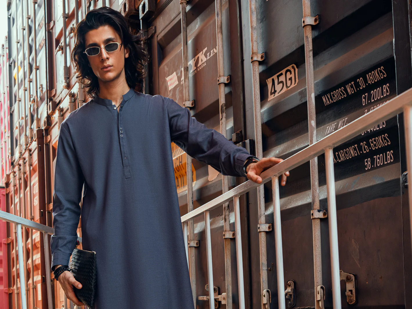 Blue Cut & Sew Kameez Shalwar - AL-KS-3176 - Image 5