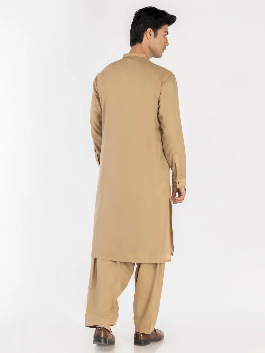 Beige Blended Kameez Shalwar - AL-KS-3180 - Image 4