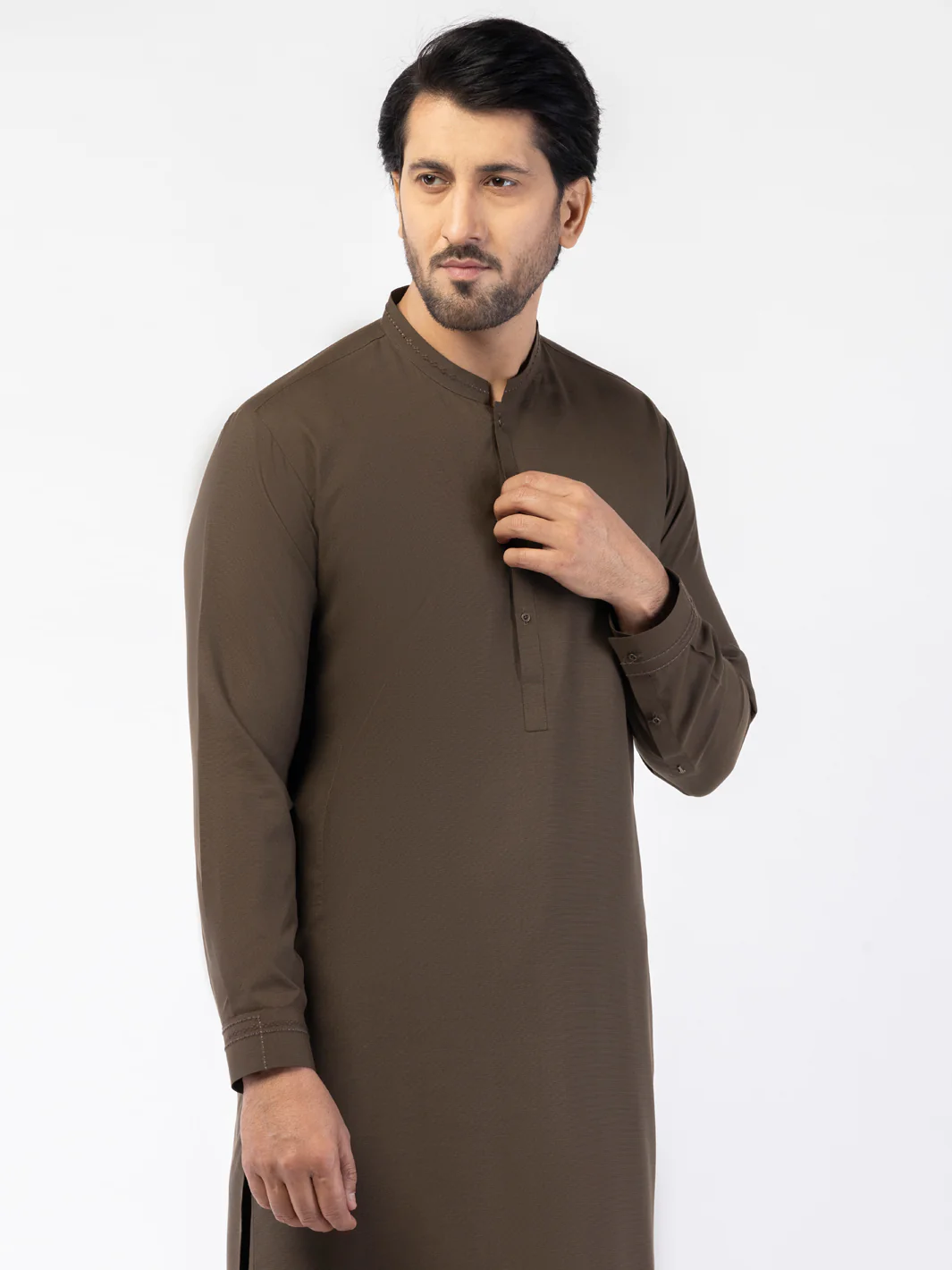 Brown Blended Kameez Shalwar - AL-KS-3188 - Image 3