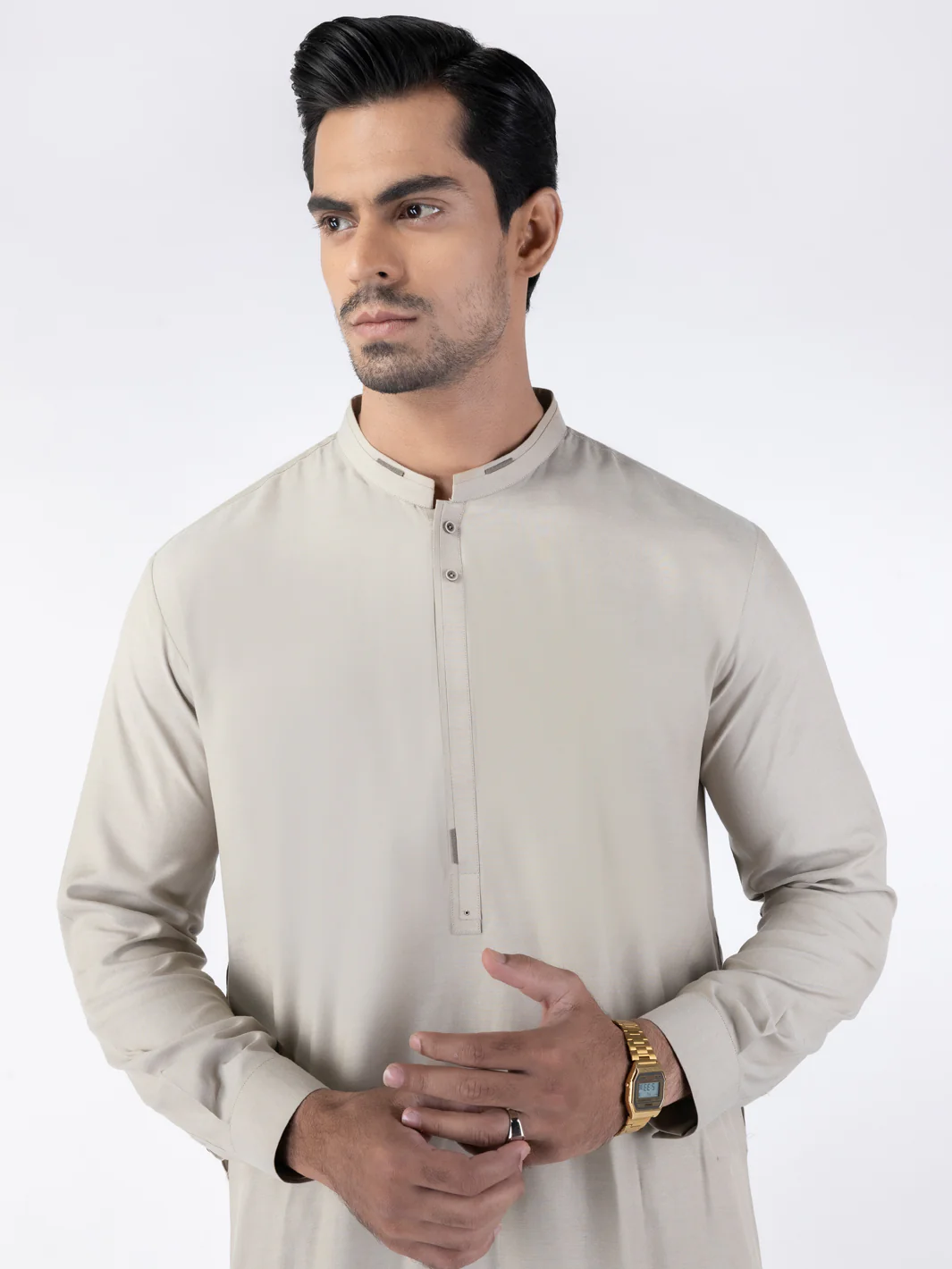 Fawn Blended Kameez Shalwar - AL-KS-3191 - Image 2