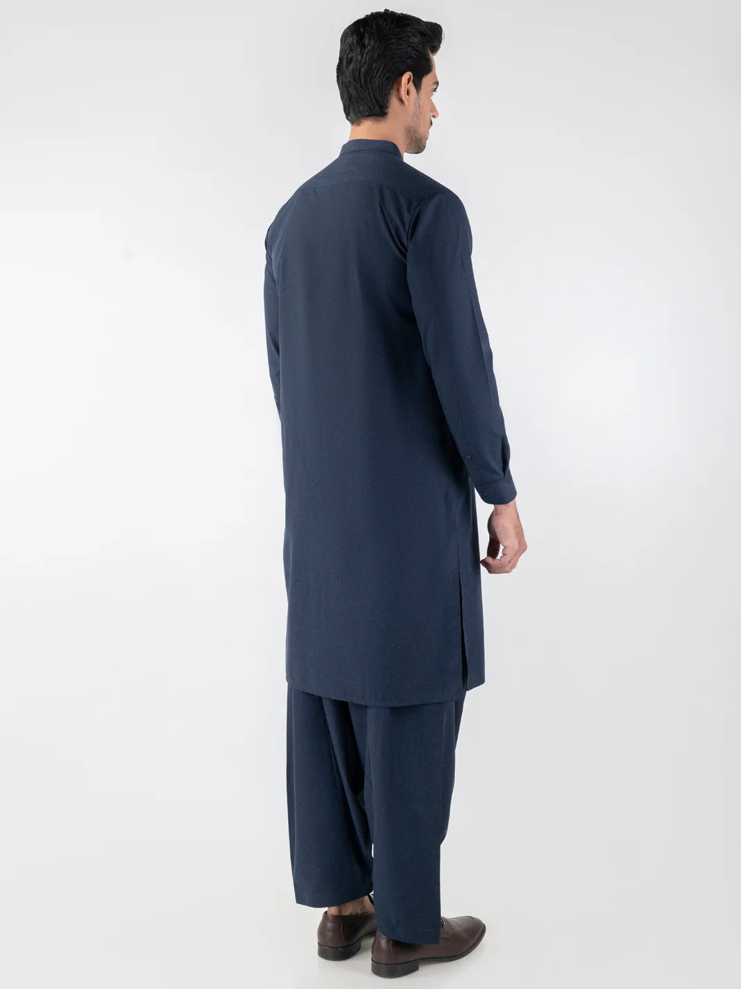 Navy Blue Blended Kameez Shalwar - AL-KS-3194 - Image 2
