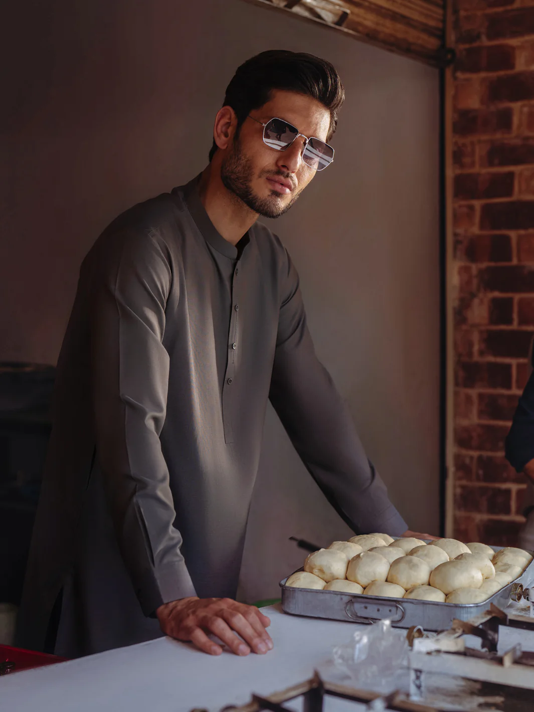 Grey Blended Kameez Shalwar - AL-KS-3197 - Image 2