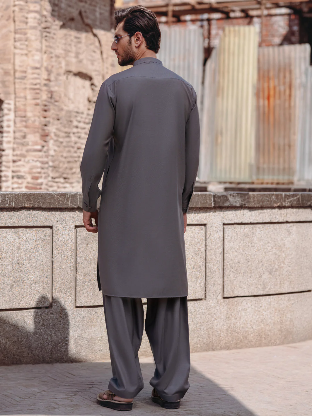 Grey Blended Kameez Shalwar - AL-KS-3197 - Image 4