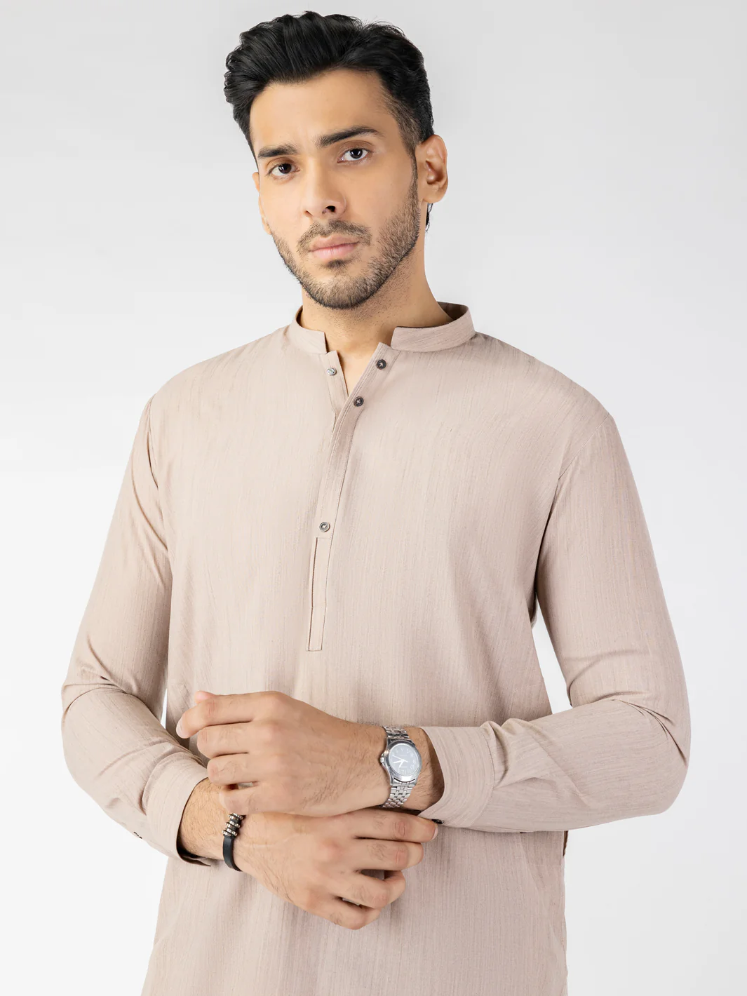 Light Brown Blended Kameez Shalwar - AL-KS-3198 - Image 3