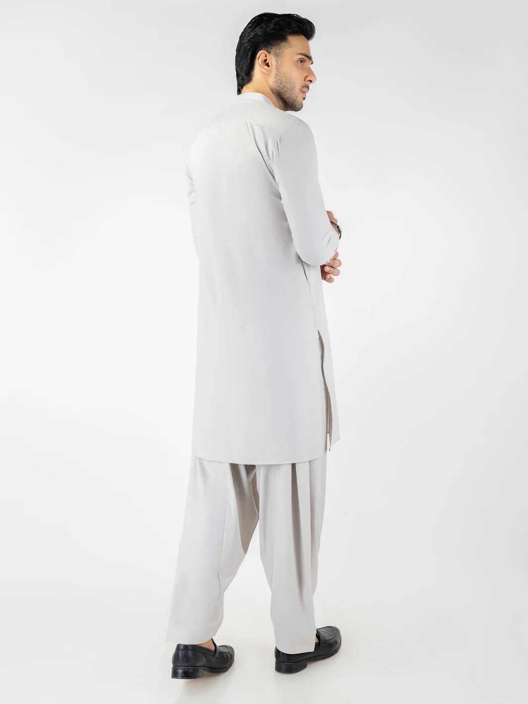 Light Grey Blended Kameez Shalwar - AL-KS-3200 - Image 2