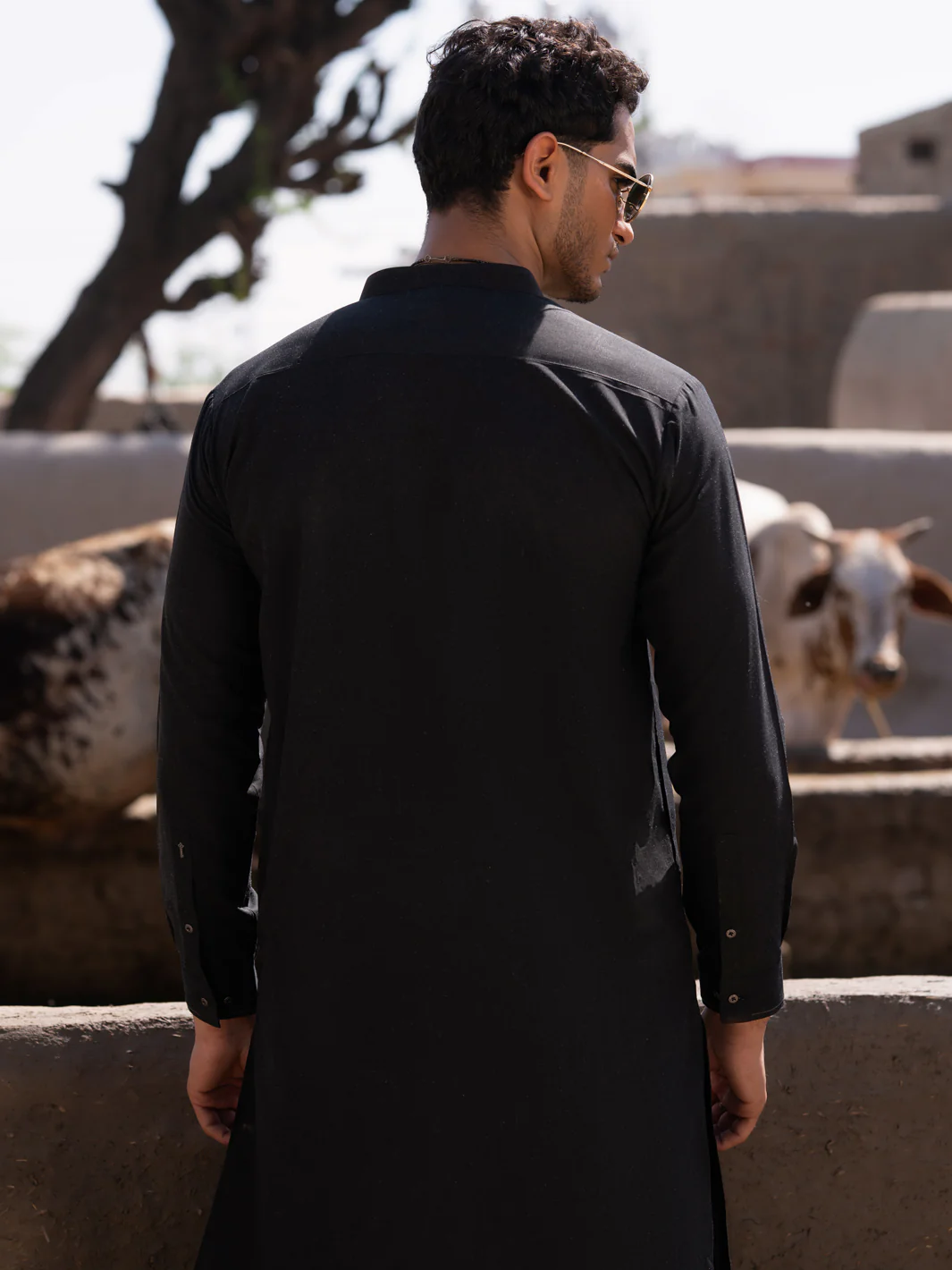 Black Blended Kameez Shalwar - AL-KS-3204 - Image 2