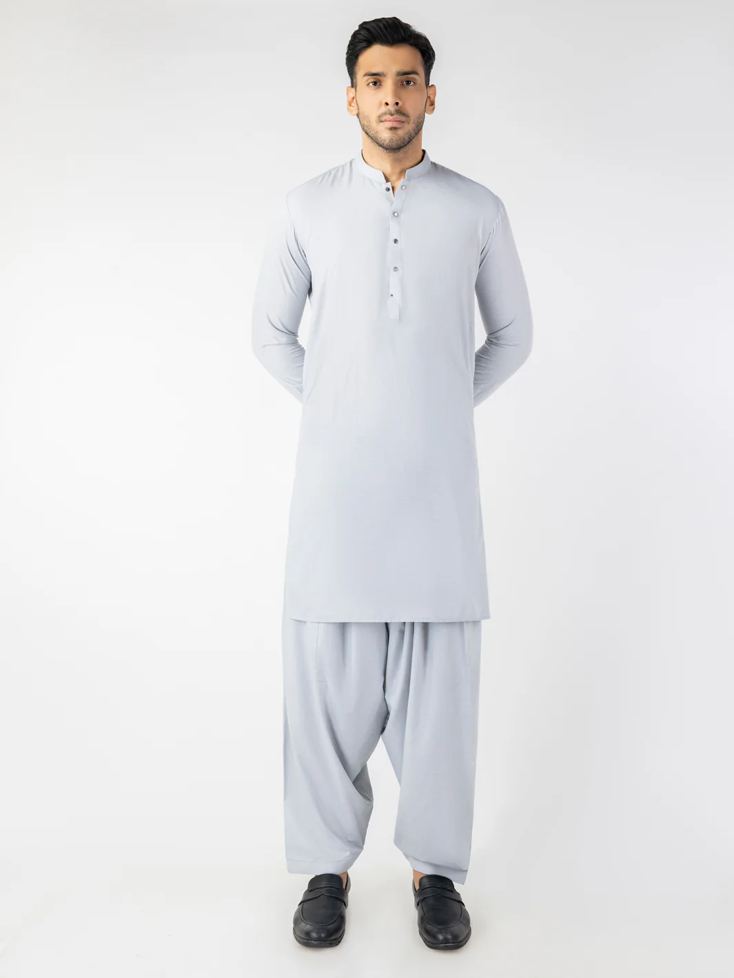 Light Grey Blended Kameez Shalwar - AL-KS-3210