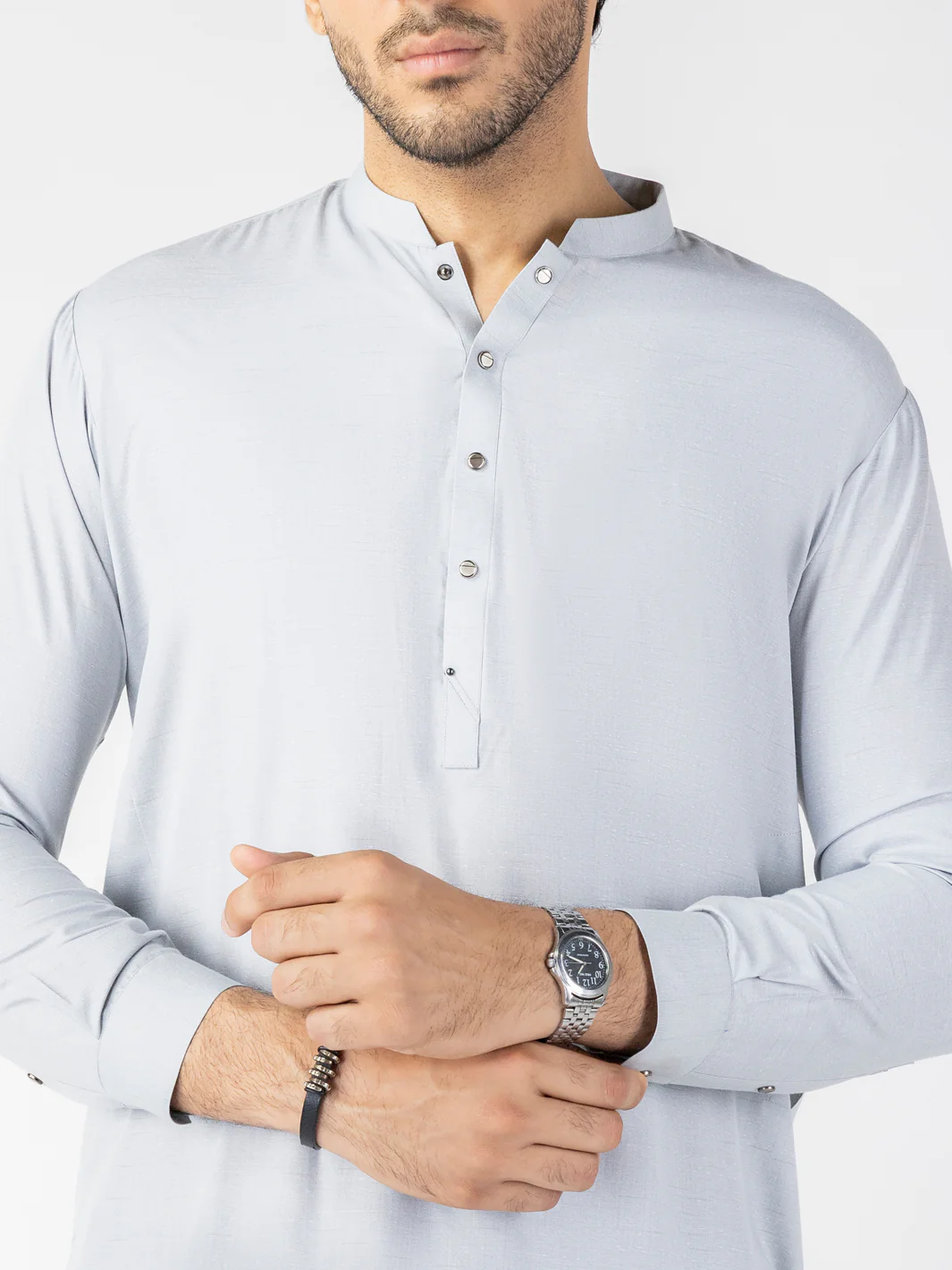 Light Grey Blended Kameez Shalwar - AL-KS-3210 - Image 2