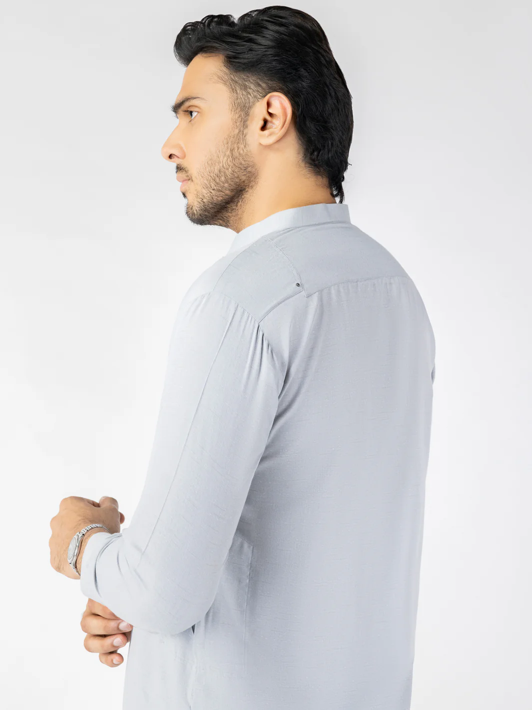 Light Grey Blended Kameez Shalwar - AL-KS-3210 - Image 3