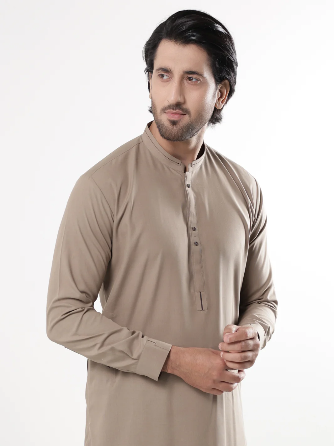 Brown Blended Kameez Shalwar - AL-KS-3223 - Image 2