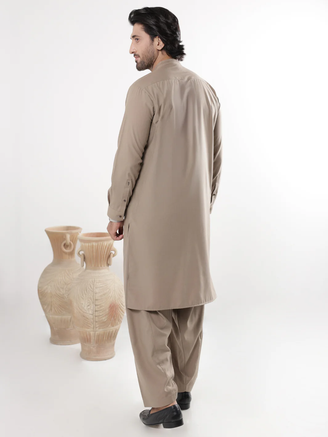 Brown Blended Kameez Shalwar - AL-KS-3223 - Image 3