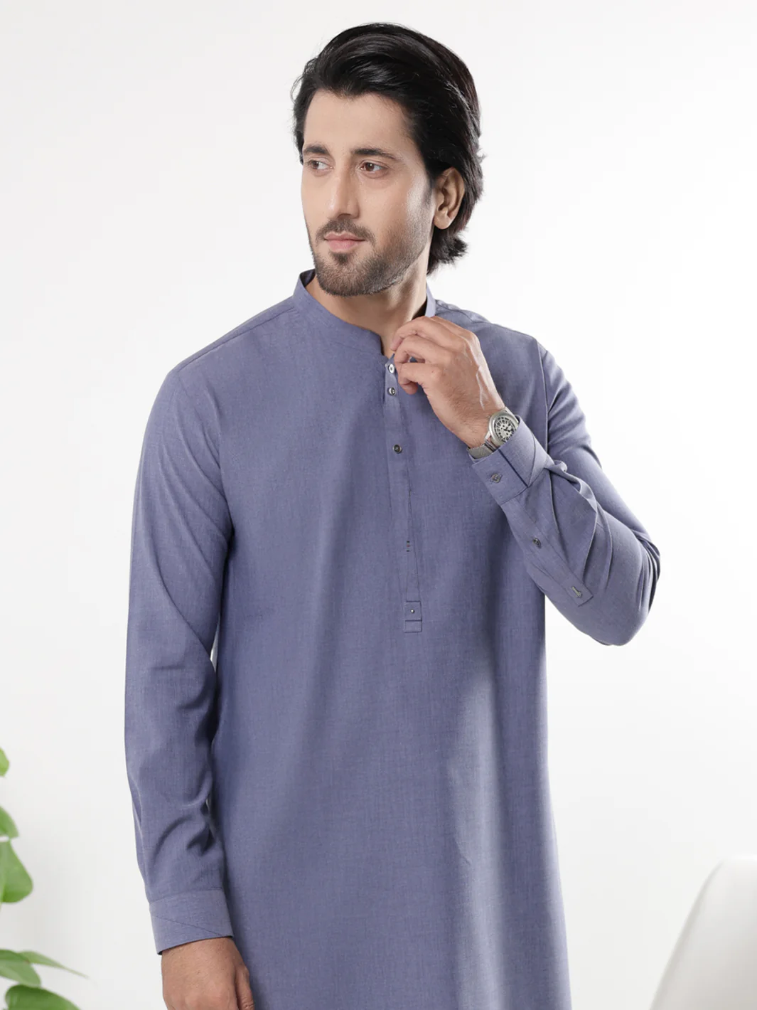 Blue Blended Kameez Shalwar - AL-KS-3230 - Image 2