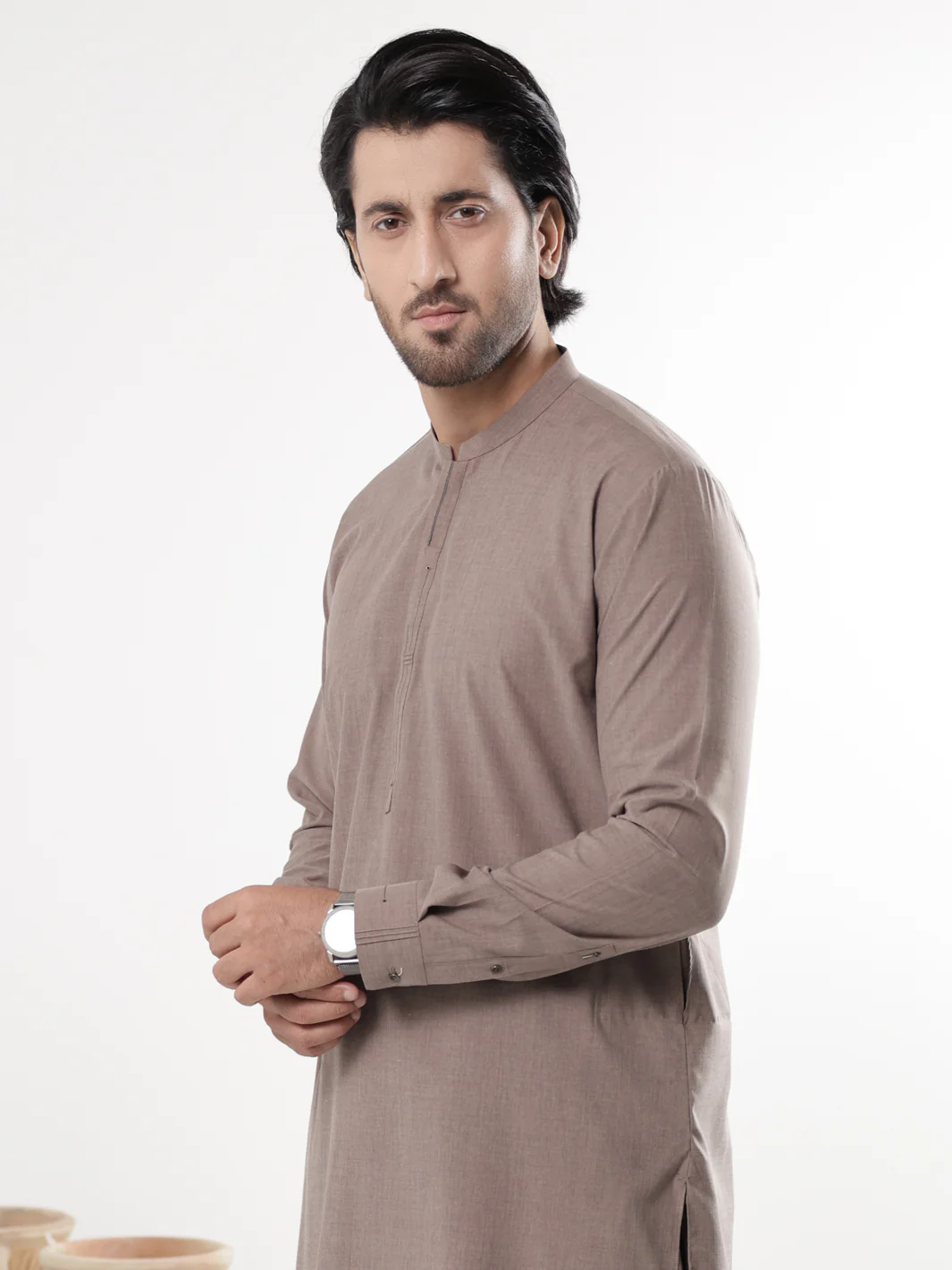 Brown Blended Kameez Shalwar - AL-KS-3231 - Image 2