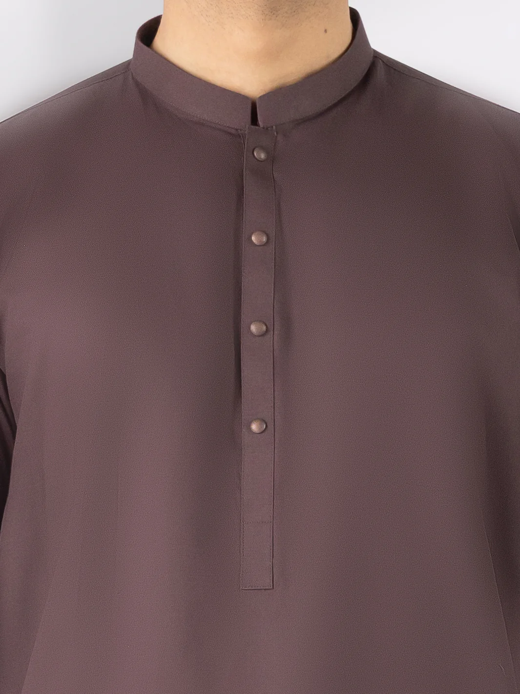 Dark Brown Cotton Kameez Shalwar - AL-KS-3242A - Image 4