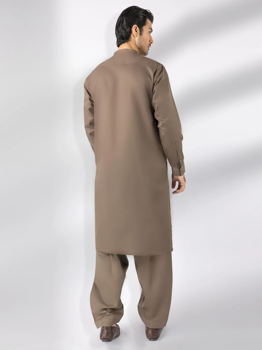 Olive Green Cotton Kameez Shalwar - AL-KS-3242E - Image 2