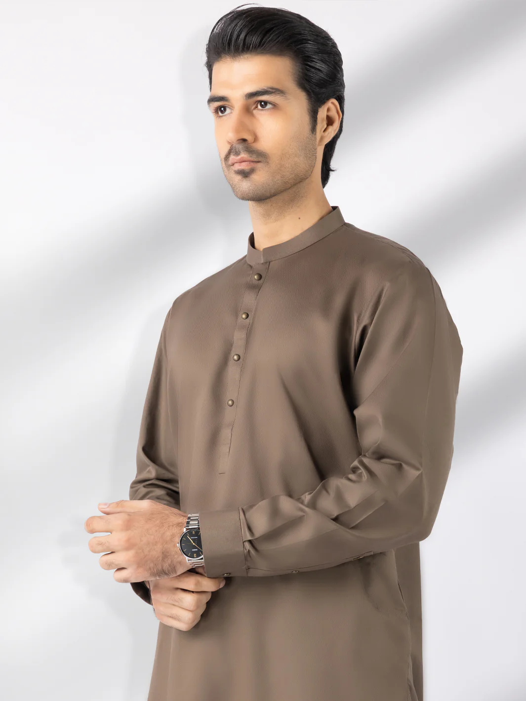 Olive Green Cotton Kameez Shalwar - AL-KS-3242E - Image 3